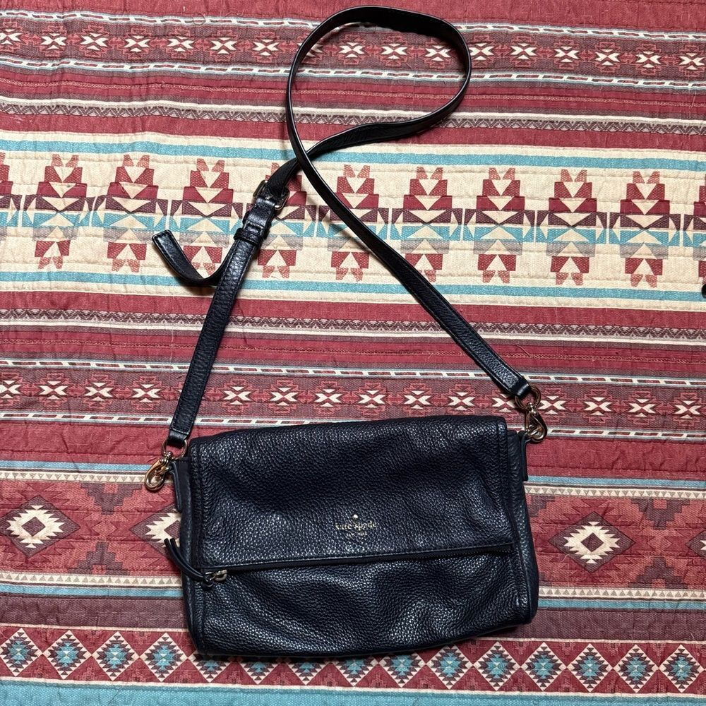 kate spade black pebbled leather crossbody purse
